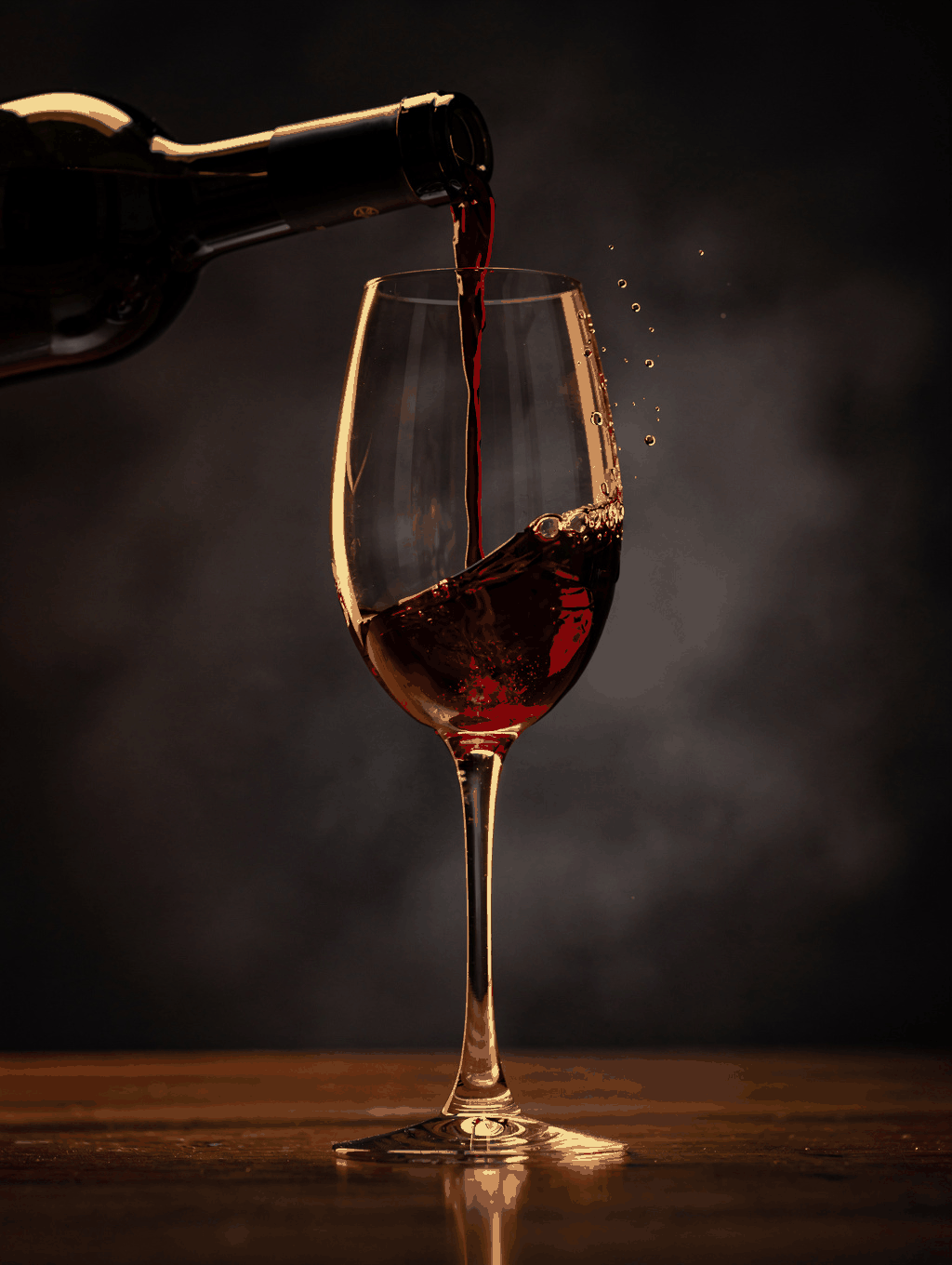 Brunello wine being poured into crystal glass